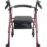 Déambulateur en aluminium avec frein à boucle bordeaux 4 roues