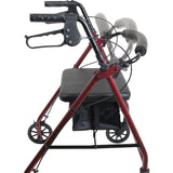 Déambulateur en aluminium avec frein à boucle bordeaux 4 roues