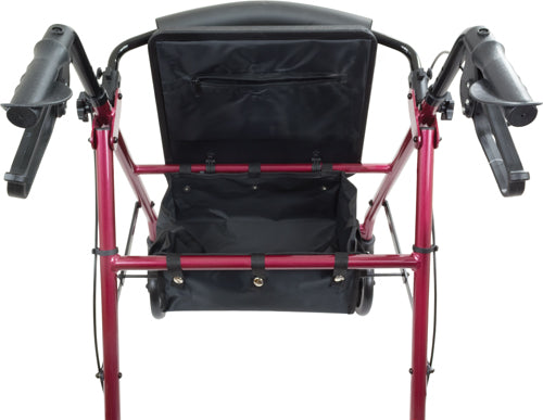Déambulateur en aluminium avec frein à boucle bordeaux 4 roues