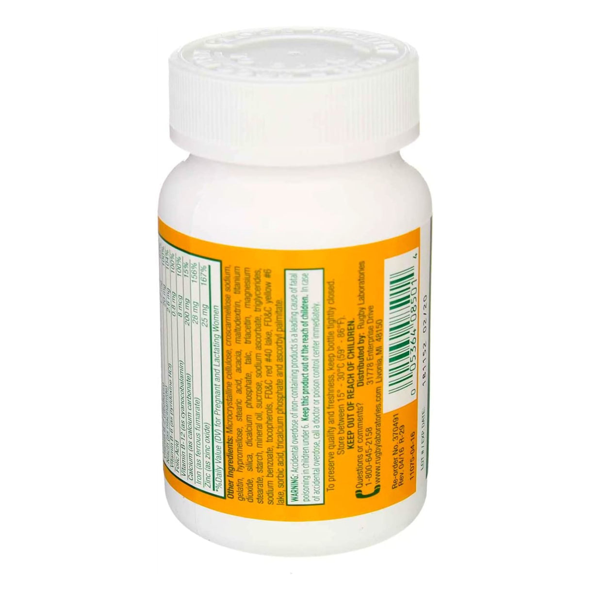 Prenatal Vitamin Supplement Rugby® PNV no.95 / Ferrous fum / Folic ac Tablet 100 per Bottle - BeHope