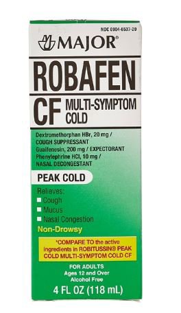Cold and Cough Relief Robafen® CF 10 mg - 100 mg - 5 mg / 5 mL Strength Liquid 4 oz. - BeHope