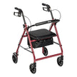 Rollator 4-wheel With Pouch & Padded Seat Red - Drive - BeHope