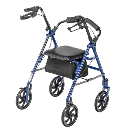 Déambulateur à 4 roues en acier avec roulettes de 7 po et panier - Boucle - Bleu