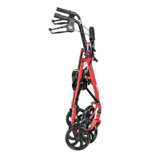 Déambulateur à 4 roues en acier avec roulettes de 7 po et panier - Boucle - Rouge