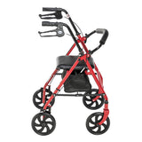 Déambulateur à 4 roues en acier avec roulettes de 7 po et panier - Boucle - Rouge