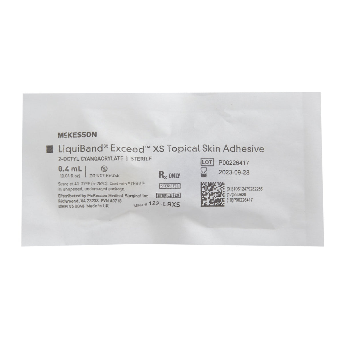 Skin Adhesive McKesson LiquiBand® Exceed™ XS 0.4 mL Liquid Precision and Dome Applicator Tip 2-Octyl Cyanoacrylate - BeHope
