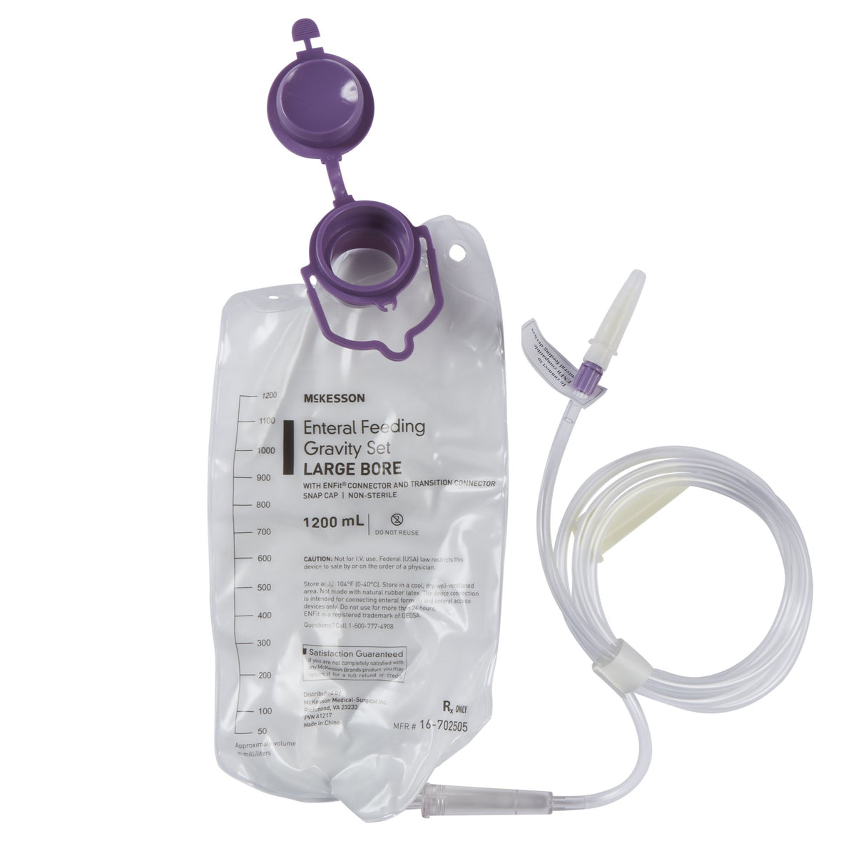 Gravity Feeding Bag Set with ENFit™ Connector McKesson 1200 mL - BeHope