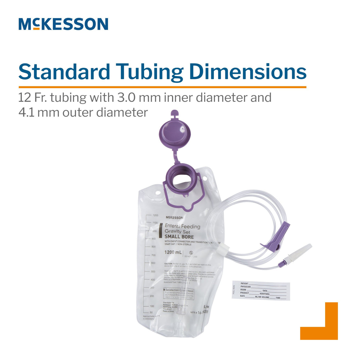 Gravity Feeding Bag Set with ENFit™ Connector McKesson 1200 mL - BeHope