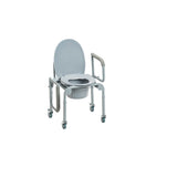 Steel Drop-Arm Commode with Wheels and Padded Armrests -BeHope