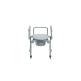 Steel Drop-Arm Commode with Wheels and Padded Armrests -BeHope
