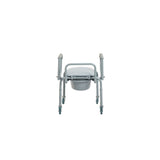 Steel Drop-Arm Commode with Wheels and Padded Armrests -BeHope