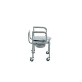 Steel Drop-Arm Commode with Wheels and Padded Armrests -BeHope