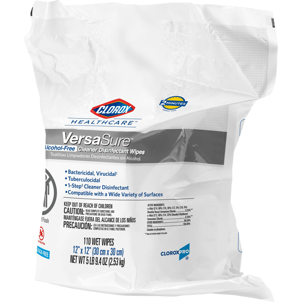 Surface Disinfectant Cleaner Refill Clorox Healthcare® VersaSure™ Premoistened Quaternary Based Manual Pull Wipe 110 Count Pouch Scented NonSterile - BeHope