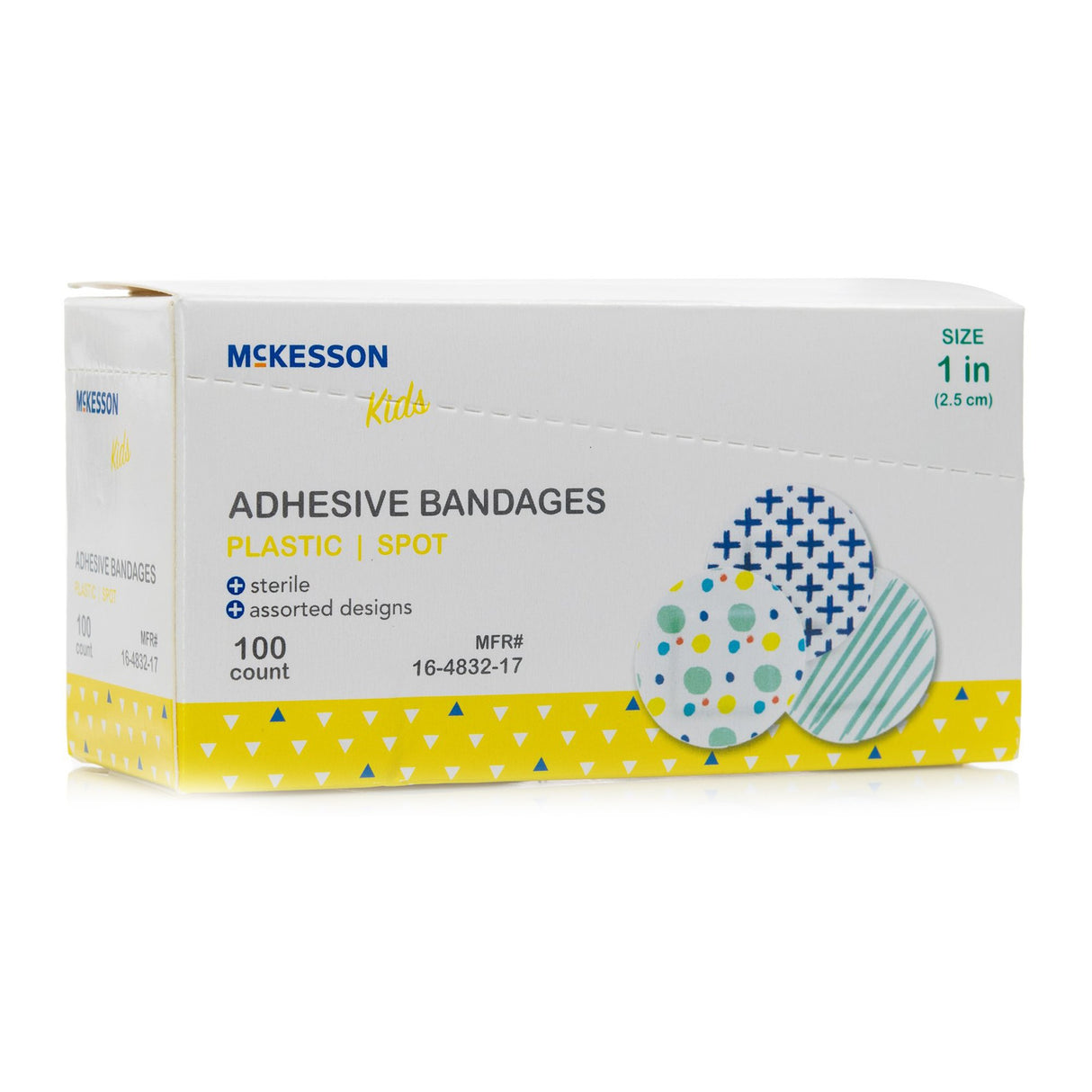 Adhesive Spot Bandage McKesson Kidsâ„¢ Plastic Kid Design (Assorted Prints) 1 Inch Diameter Sterile - BeHope