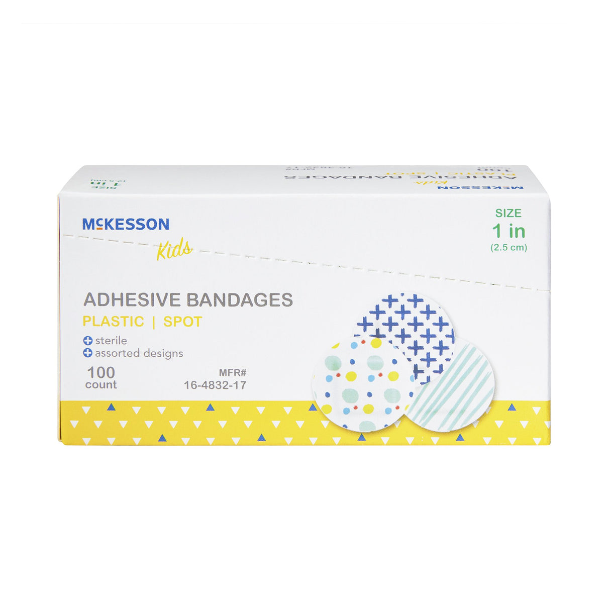 Adhesive Spot Bandage McKesson Kidsâ„¢ Plastic Kid Design (Assorted Prints) 1 Inch Diameter Sterile - BeHope