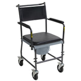 Upholstered Drop Arm Wheeled Commode -BeHope