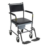 Upholstered Drop Arm Wheeled Commode -BeHope
