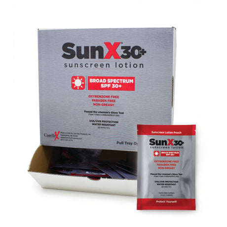 Sunscreen with Dispenser Box SunX® 30+ SPF 30 Lotion 1.25 oz. Individual Packet - BeHope