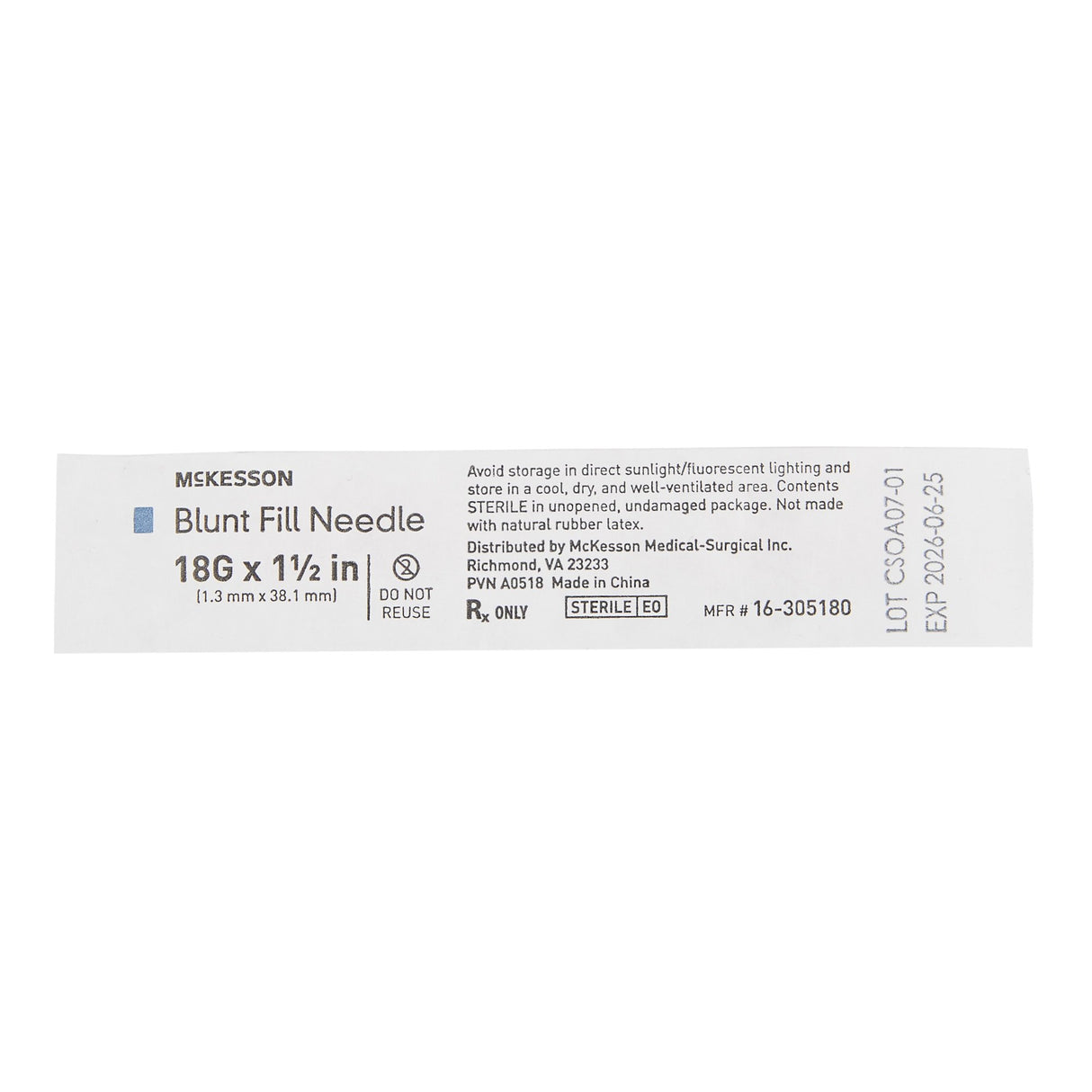 Blunt Fill Needle McKesson 18 Gauge Blunt - BeHope