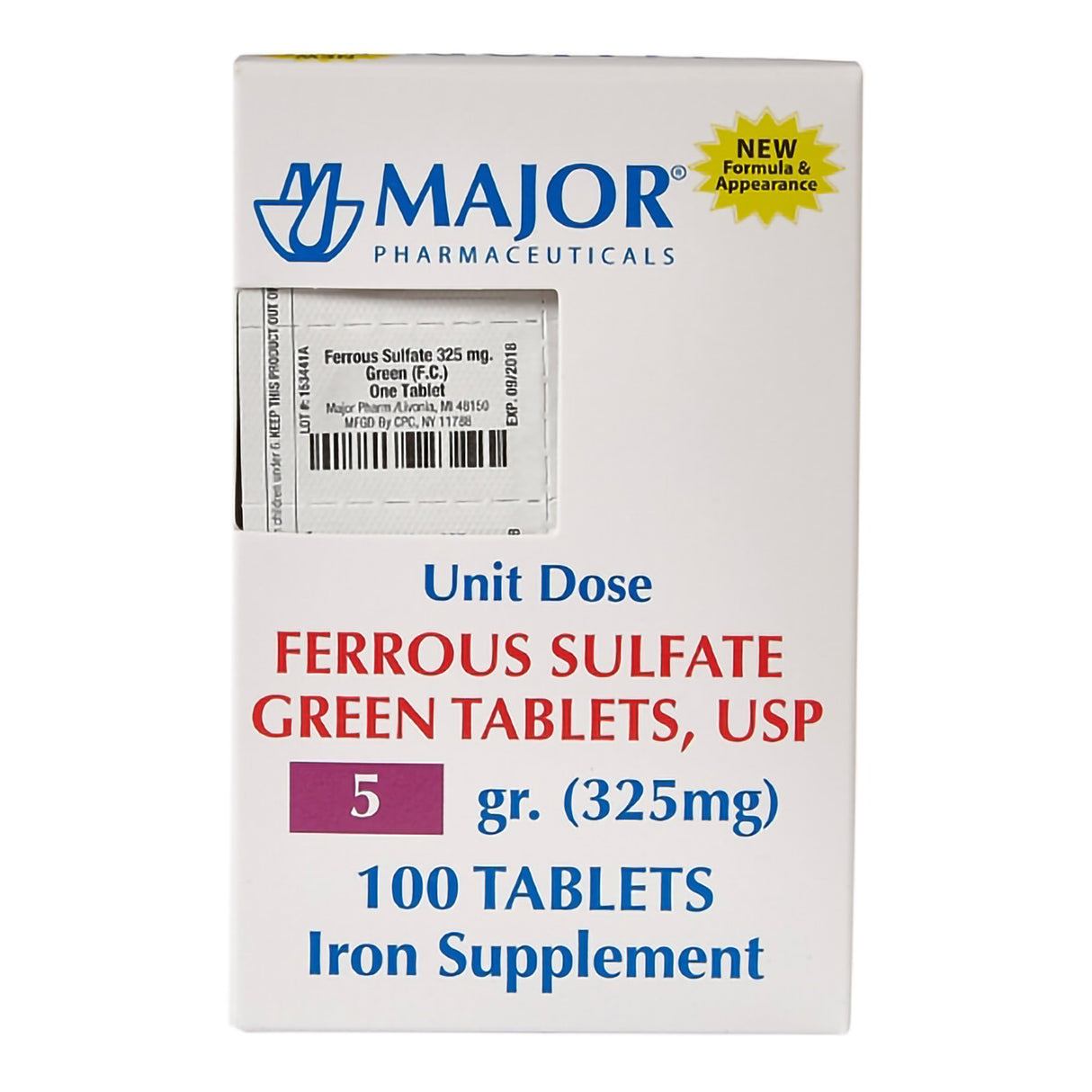 Mineral Supplement Major® Iron 325 mg Strength Tablet 100 per Bottle - BeHope