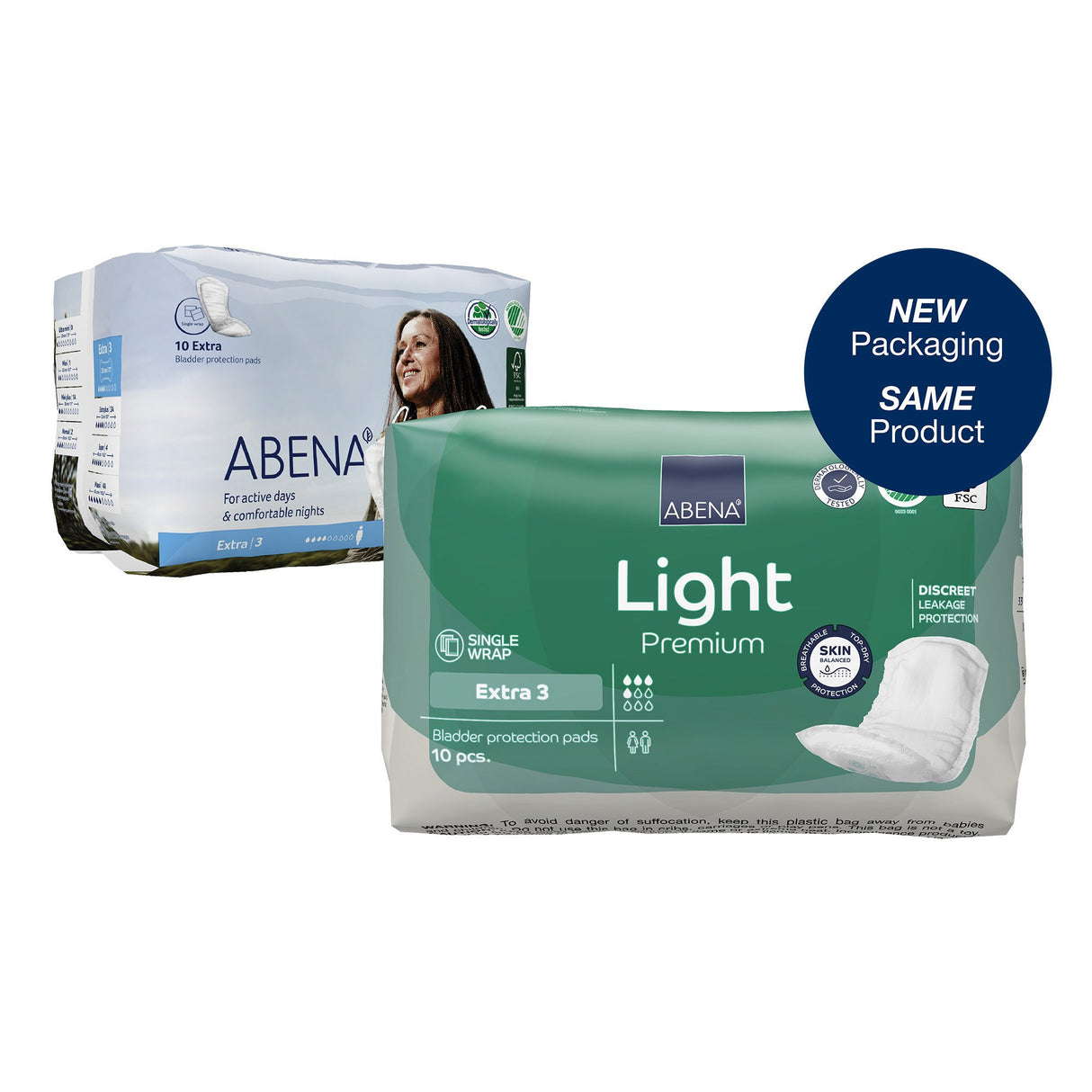 Bladder Control Pad Abena™ Light Extra 13 Inch Length Light Absorbency Fluff / Polymer Core One Size Fits Most - BeHope