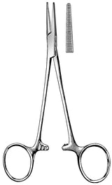 Mosquito Forceps Halsted 5 Inch Length Mid Grade Stainless Steel NonSterile Locking Finger Ring Handle Straight Serrated Tips - BeHope