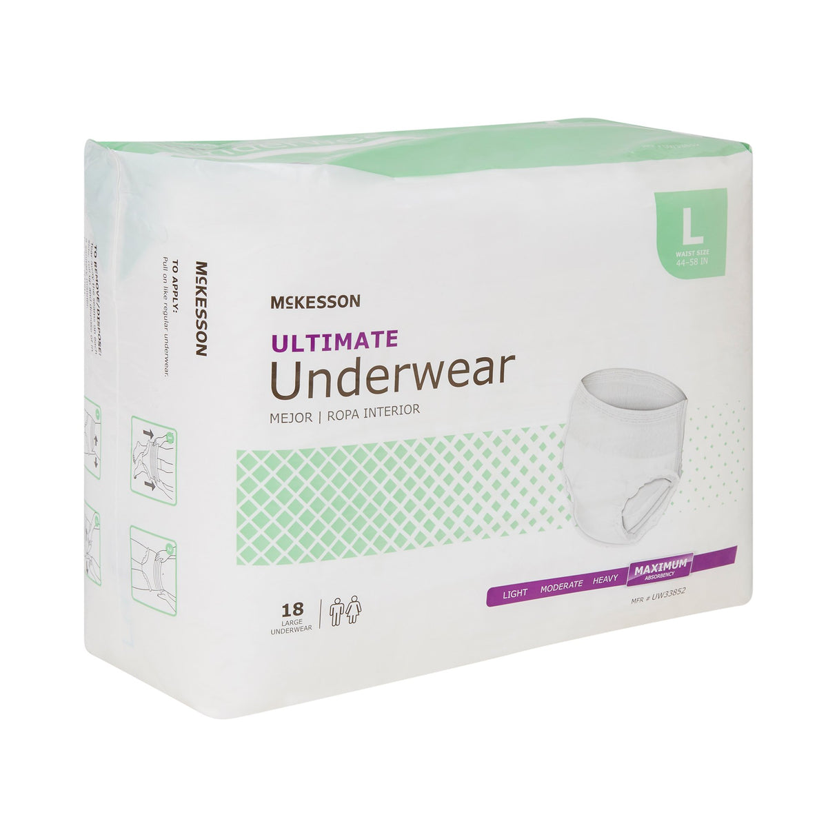 Absorbent Underwear McKesson Pull On with Tear Away Seams Adult Large Unisex Disposable Heavy Absorbency - BeHope