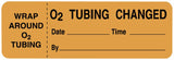 Pre-Printed Label UAL™ Auxiliary Label Orange Paper O2 Tubing Change Date___Time__ Safety and Instructional 1 X 3 Inch - BeHope