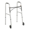 Dual Release Folding Walker with Wheels Adjustable Height McKesson Steel Frame 350 lbs. Weight Capacity 32 to 39 Inch Height - BeHope