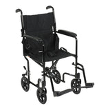 Transport Chair McKesson 19 Inch Seat Width Full Length Arm Swing-Away Footrest Aluminum Frame with Black Finish - BeHope