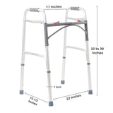 Dual Release Folding Walker Adjustable Height McKesson Aluminum Frame 350 lbs. Weight Capacity 32 to 39 Inch Height - BeHope
