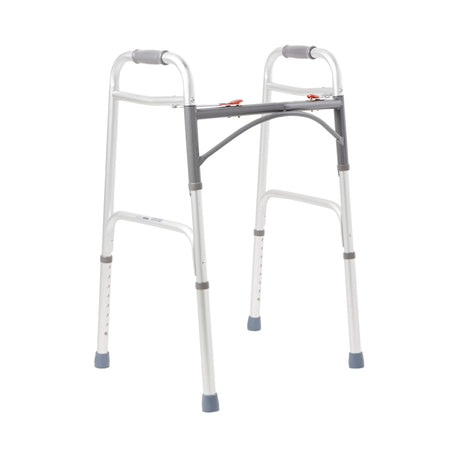 Dual Release Folding Walker Adjustable Height McKesson Aluminum Frame 350 lbs. Weight Capacity 32 to 39 Inch Height - BeHope