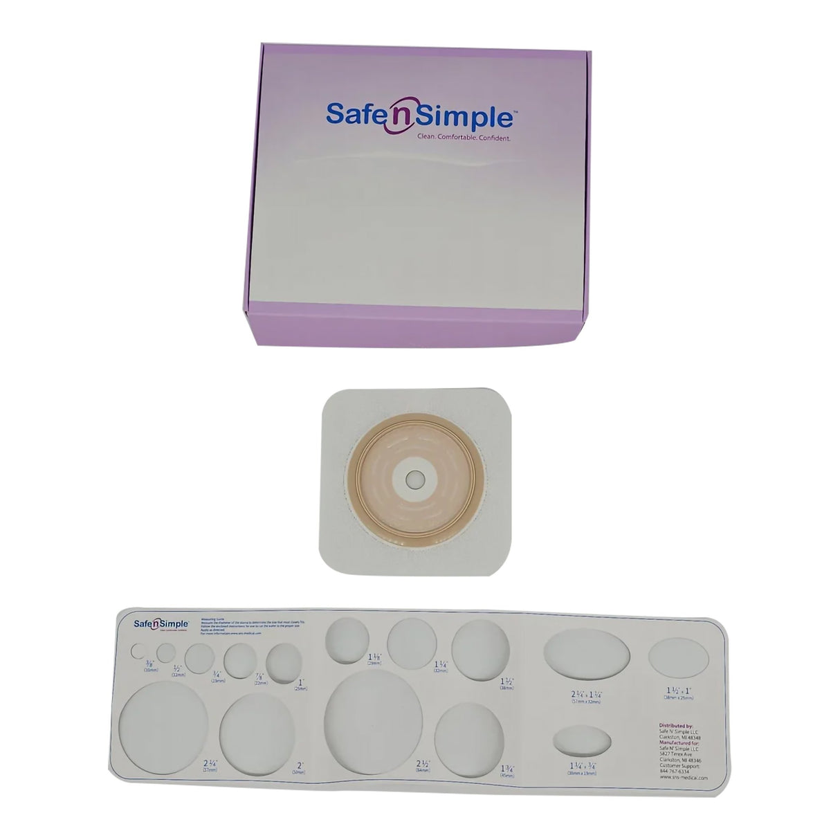 Ostomy Barrier Trim to Fit, Standard Wear Adhesive Tape Collar 70 mm Flange Up to 2-1/4 Inch Opening 5 X 5 Inch - BeHope