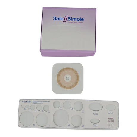 Ostomy Barrier Trim to Fit, Standard Wear Adhesive Tape Collar 70 mm Flange Up to 2-1/4 Inch Opening 5 X 5 Inch - BeHope