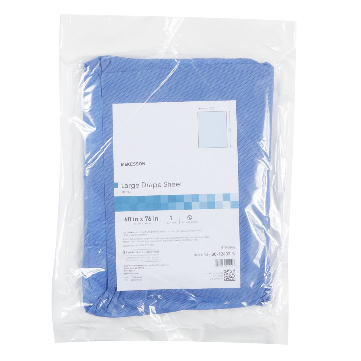 General Purpose Drape McKesson Large Drape Sheet 76 W X 60 L Inch Sterile - BeHope