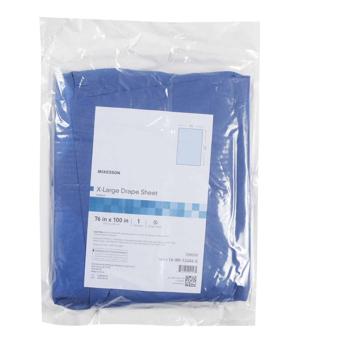 General Purpose Drape McKesson X-Large Drape 76 W X 100 L Inch Sterile - BeHope