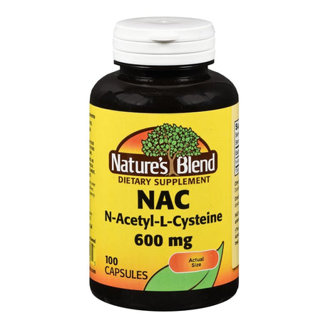 Dietary Supplement Nature's Blend acetylcysteine 600 mg Strength Capsule 100 per Bottle - BeHope