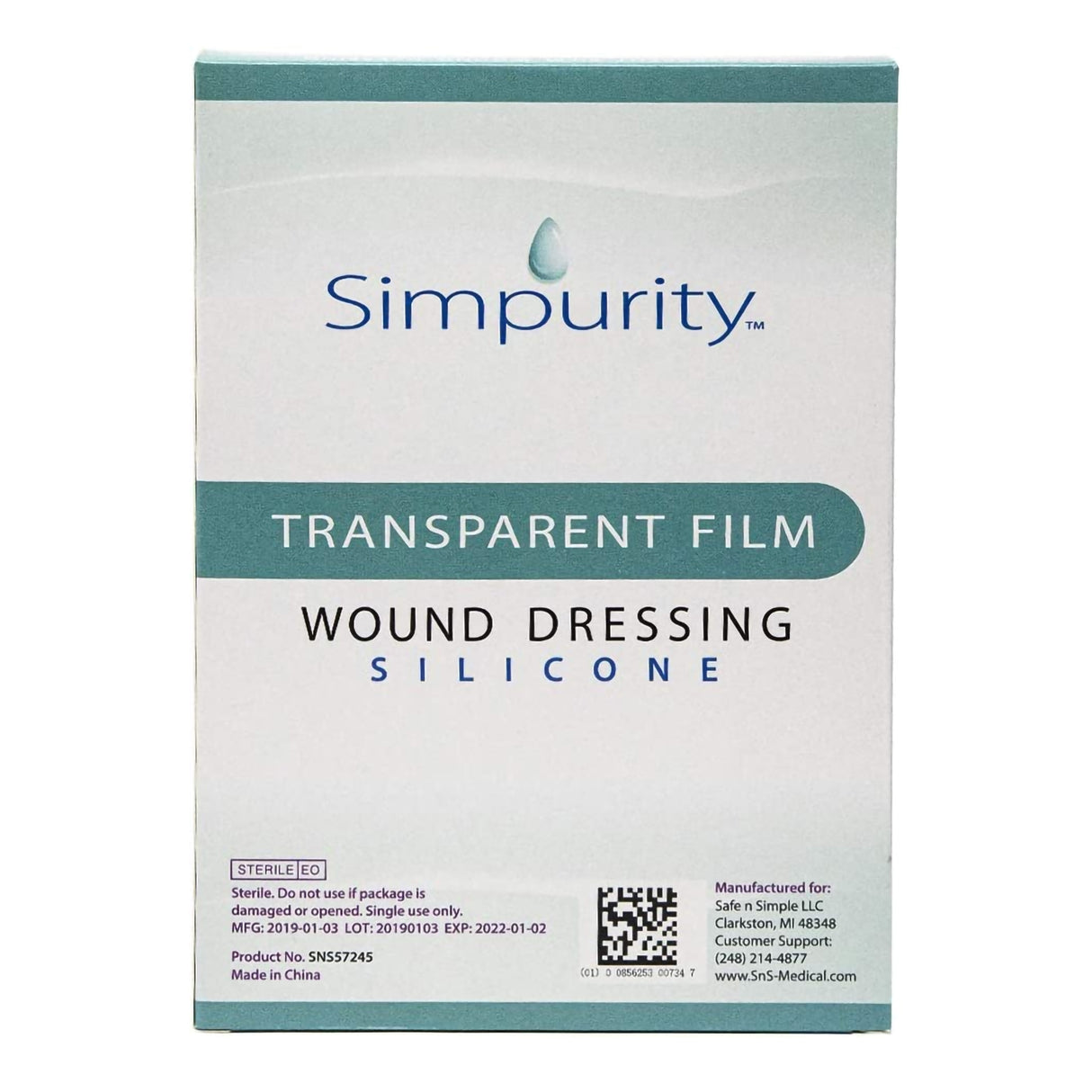 Transparent Film Dressing Simpurityâ„¢ 4 X 5 Inch Without Delivery Method Rectangle Sterile - BeHope