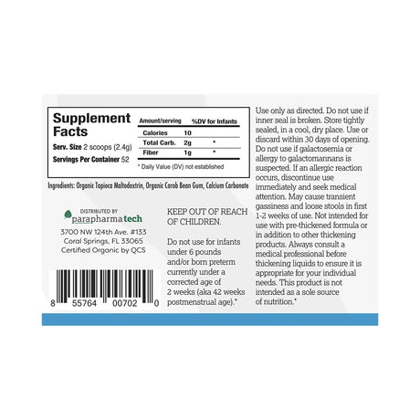 Infant Formula Breast Milk Thickener Gelmix® Organic Unflavored Powder Slightly Thick - BeHope