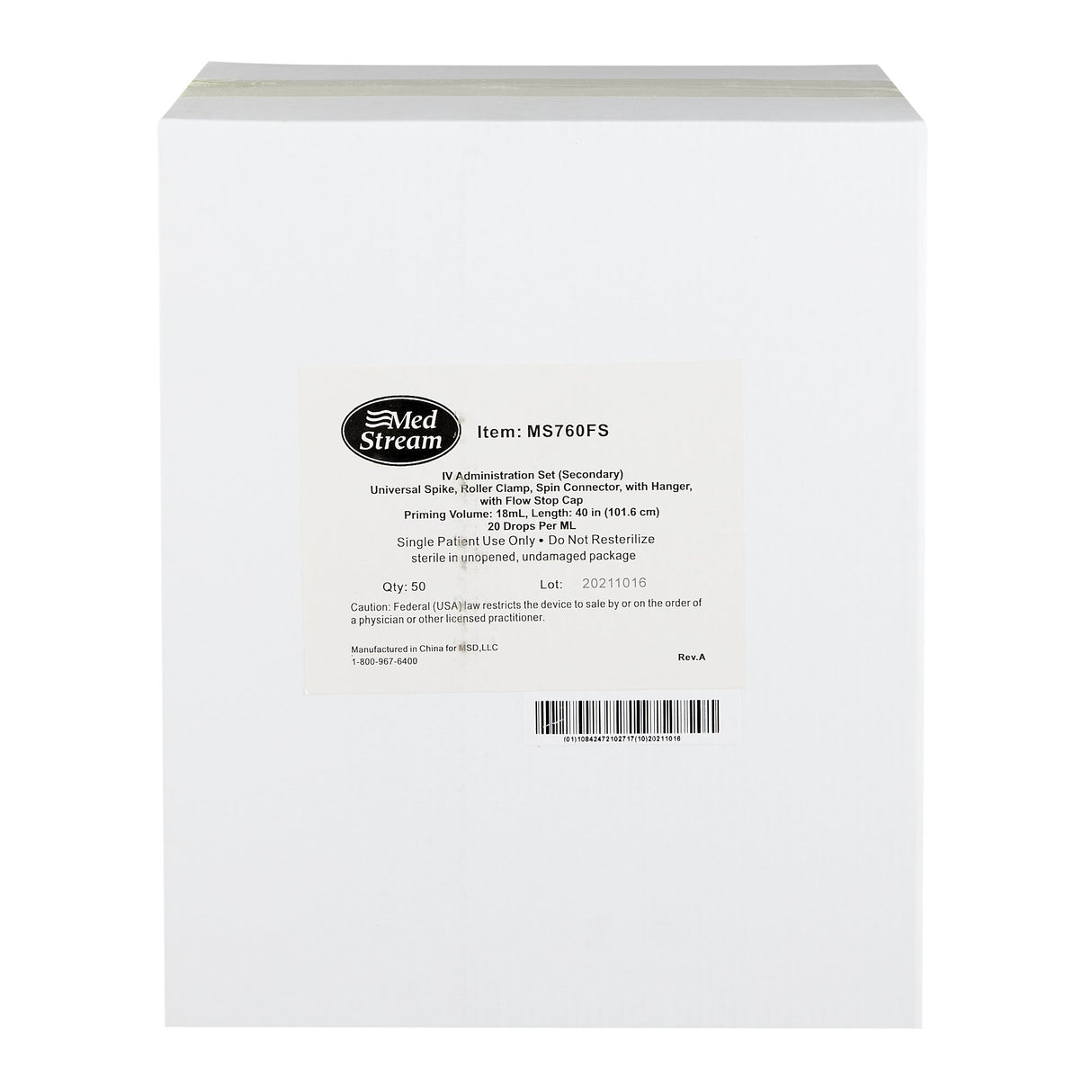 Secondary IV Administration Set MedStream Gravity Without Ports 20 Drops / mL Drip Rate Without Filter 40 Inch Tubing Solution - BeHope