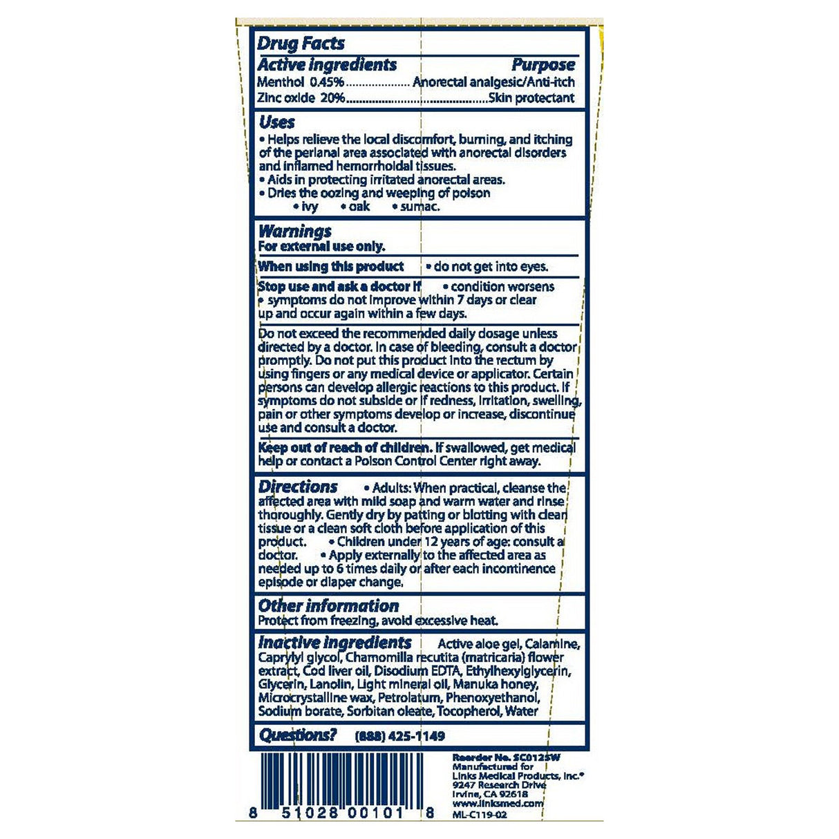 Chamosyn® Skin Protectant Ointment with Zinc Oxide Menthol - BeHope