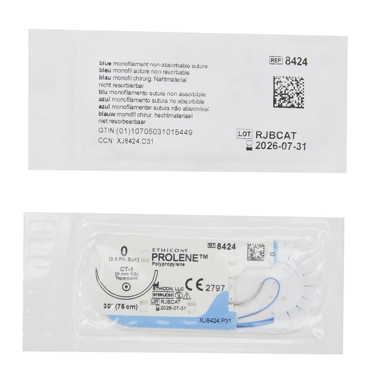 Nonabsorbable Suture with Needle Prolene™ Polypropylene CT-1 1/2 Circle Taper Point Needle Size 0 Monofilament - BeHope