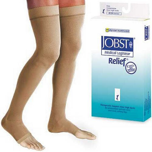 Jobst Relief 20-30 Thigh-Hi Dot OT Beige Med Bande de silicone