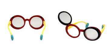 GOOD-LITE® Occluder Glasses Flip Up Style Opaque Green / Red / Yellow Plastic - BeHope