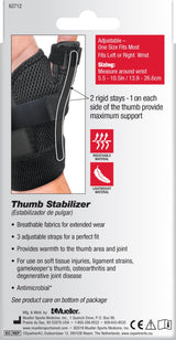 Thumb Stabilizer Mueller Sport Care® Adult One Size Fits Most D-Ring / Hook and Loop Strap Closure Left Hand Black - BeHope