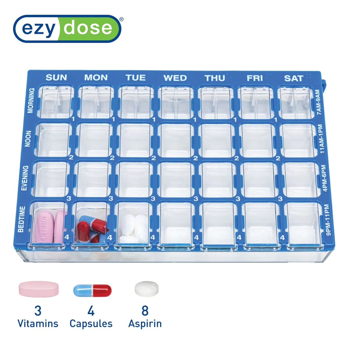 Pill Organizer Pharmadose® Locking Pill Planner Small 7 Day 4 Dose - BeHope