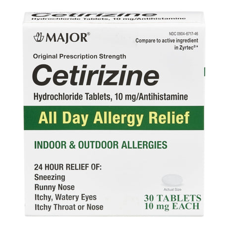 Major® Cetirizine Hcl Tablet All Day Non Drowsy Allergy Relief - BeHope