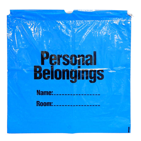 Patient Belongings Bag 20 X 20 Inch Plastic Drawstring Closure Blue - BeHope