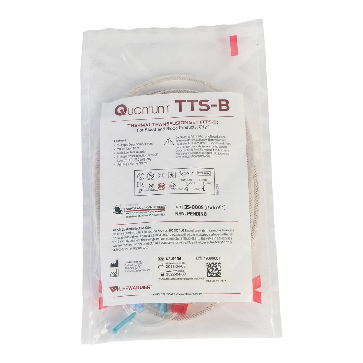 Fluid Warming Set Quantum® Pump 2 Ports 20 Drops / mL Drip Rate With Filter 80 Inch Tubing Blood / Solution - BeHope