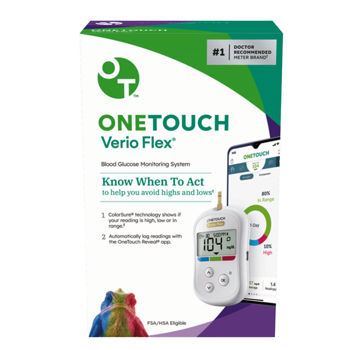 Blood Glucose Meter OneTouch Verio Flex® 5 Second Results Stores up to 500 Results No Coding Required - BeHope